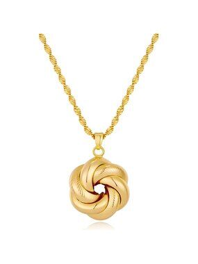 Gold Knot Pendant Necklace Dainty Gold Plated Geometric Knot Necklace